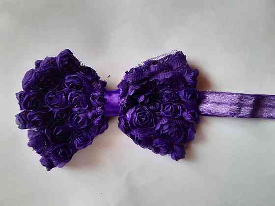 Детский фиолетовый бантик-повязка - бант около 10см,окружность 36-50см Киев