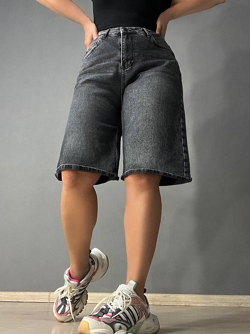 Шорты женские джинсовые Mikaletta 13124 бермуды с подворотом черные, черный, 33, 33, 92 см, 116 см Киев - изображение 6