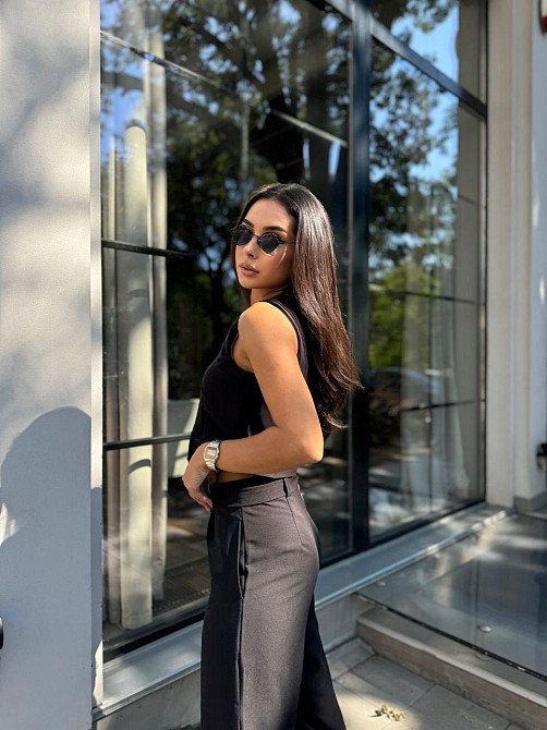 Жіночий брючний костюм двійка: жилет і штани турецька костюмка Чорний 2, 42 Одеса - фото 9