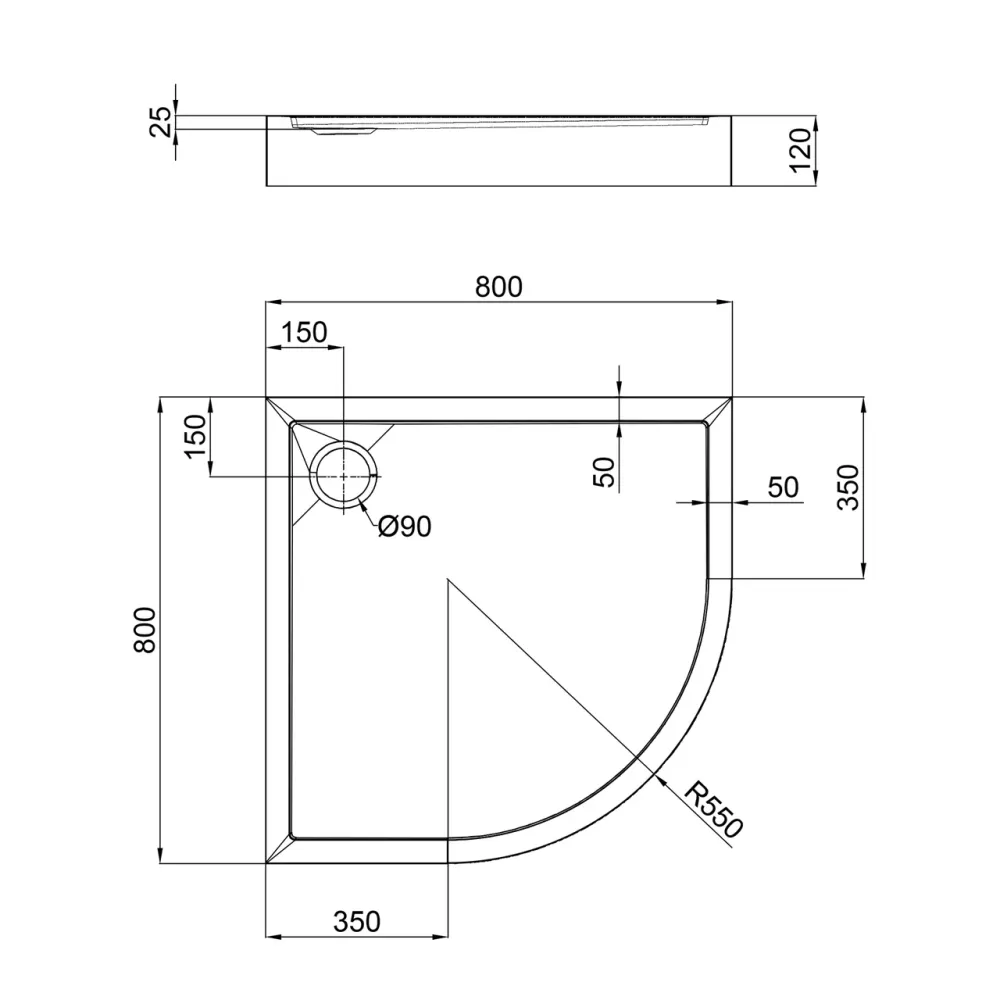Душовий піддон Qtap Robin 308812C 80x80x12 см + сифон Київ - фото 7