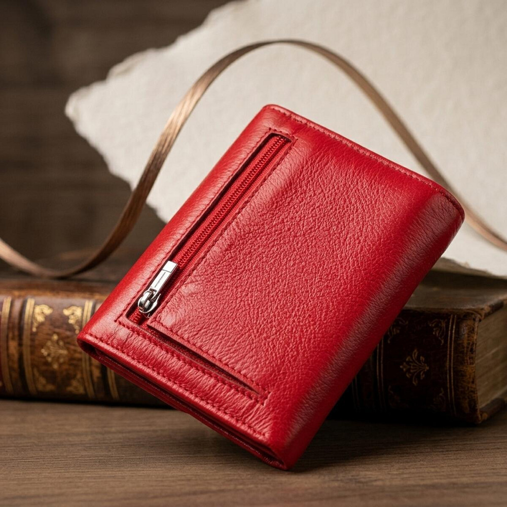 Яркий женский кошелек с монетницей из натуральной кожи ST Leather 19482 Красный Киев - изображение 14