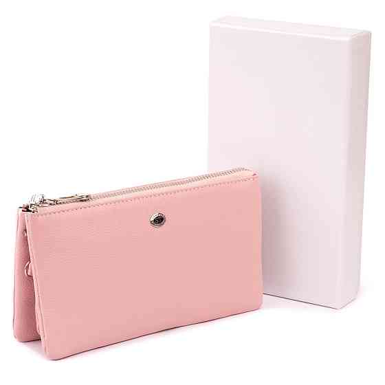 Місткий клатч на два відділення жіночий ST Leather 19250 Рожевий Київ