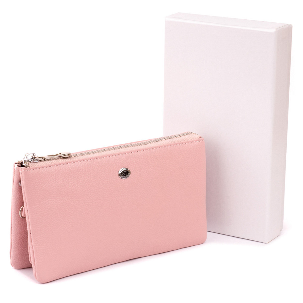 Вместительный клатч на два отделения женский ST Leather 19250 Розовый Киев - изображение 6