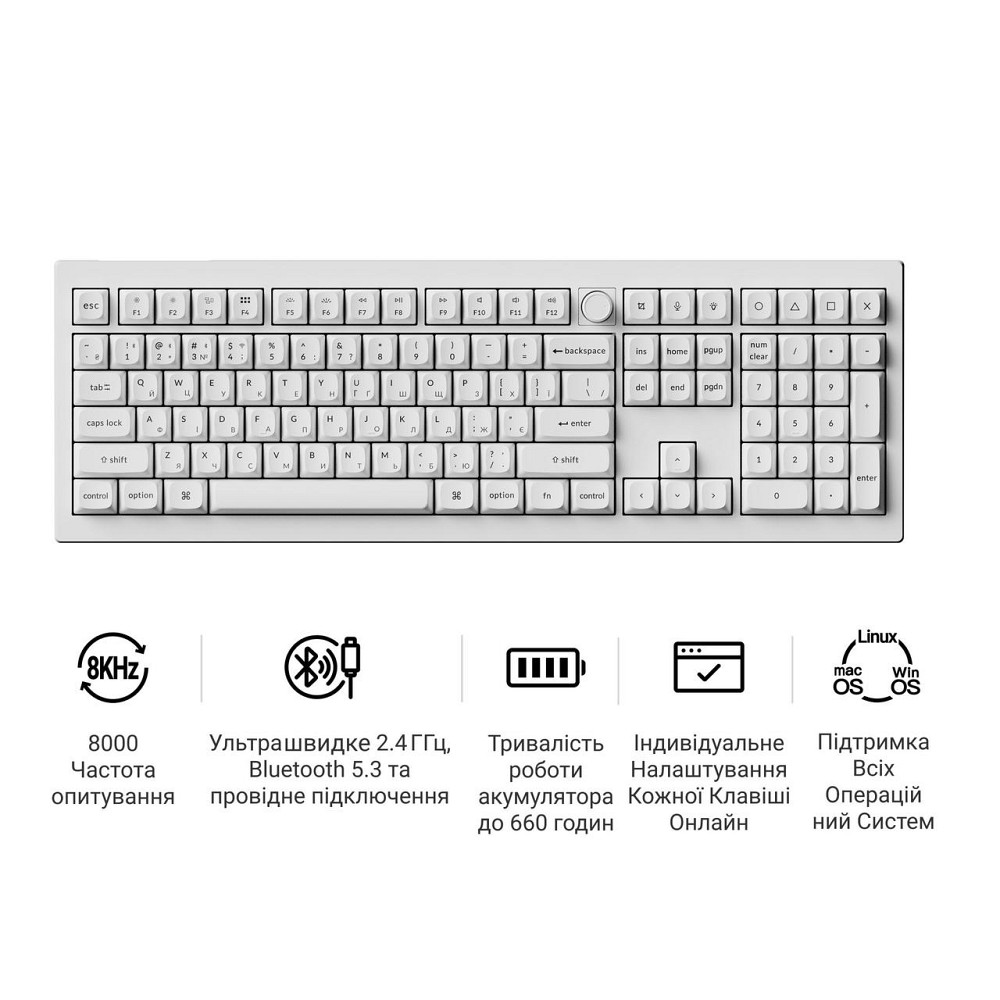 Клавіатура бездротова Keychron V6 Ultra Keychron Red Switch White RGB (V6U-F1-UA) ( 29743 ) Харьков - изображение 4