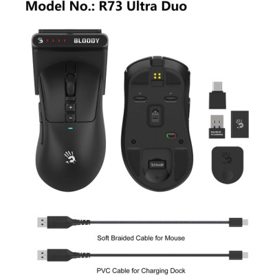 Мишка A4Tech Bloody R73 Ultra Duo Wireless Black (4711421002356) Вінниця - фото 7