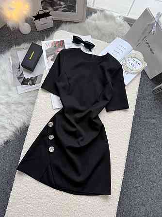 Жіноче базове мініплаття з декоративними ґудзиками креп костюмка Чорний, 46/48 Одеса