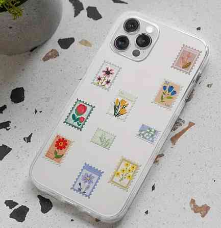 Наклейки марки с цветами 500 шт в рулоне, декоративные стикеры цветы Киев