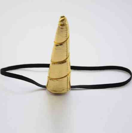 Дитяча пов'язка "Єдиноріг", золотиста - висота рогу 14см, окружність універсальна (на резинці) Київ