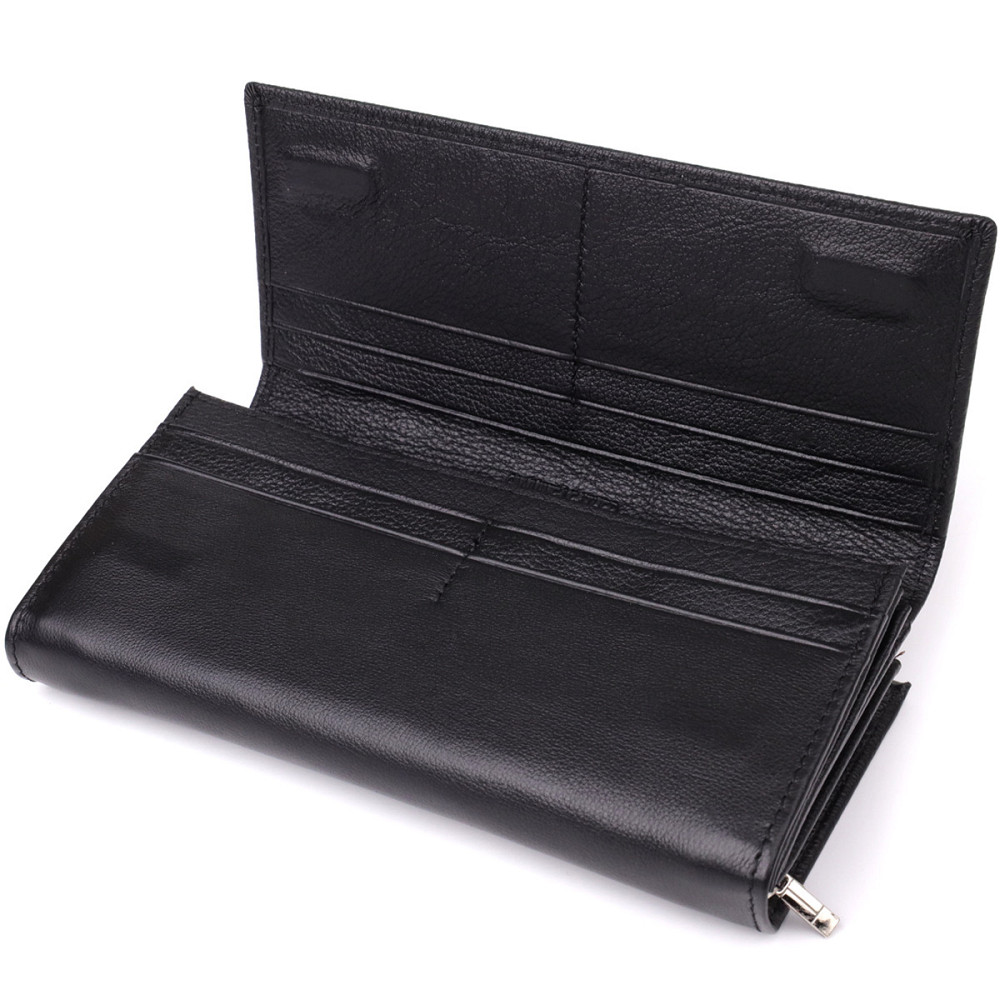 Функциональный женский кошелек на магнитах из натуральной кожи ST Leather 23112 Черный Киев - изображение 8