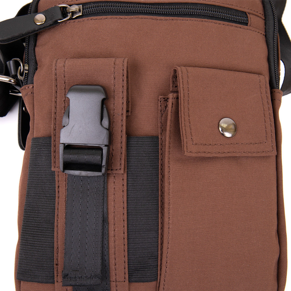 Універсальна текстильна чоловіча сумка на два відділення Коричнева (Vintage) Київ - фото 10