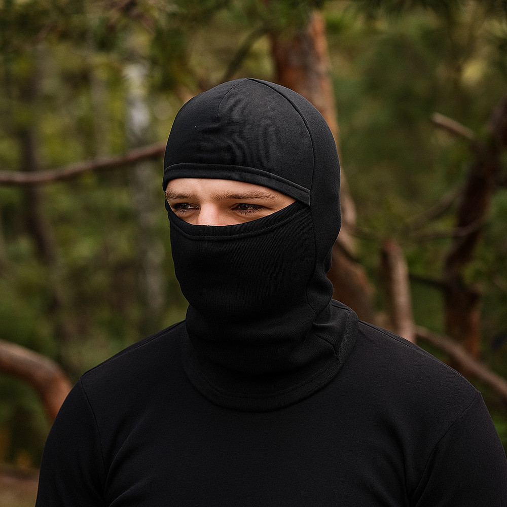 Зимова балаклава-баф на флісі, Чорна / Тактична балаклава утеплена / Балаклава флісова Київ - фото 8
