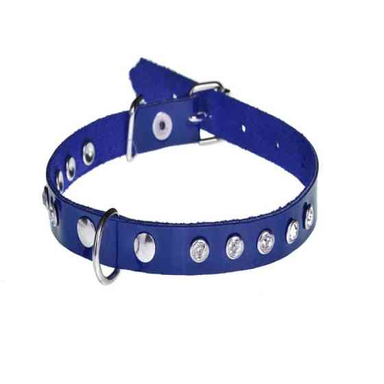 Нашийник 1415 15мм "Елегант" прикрашений стразами Синій Вінниця