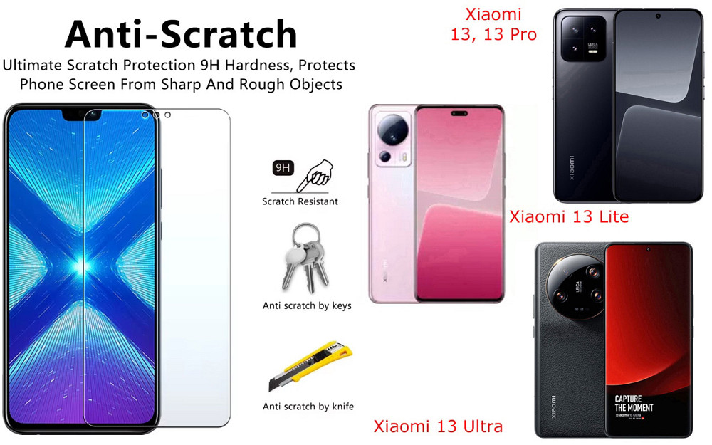 Захисне скло NeoGlass для Xiaomi 13, 13 Lite, 13 Pro, 13 Ultra – надпрозоре та стійке Київ - фото 1