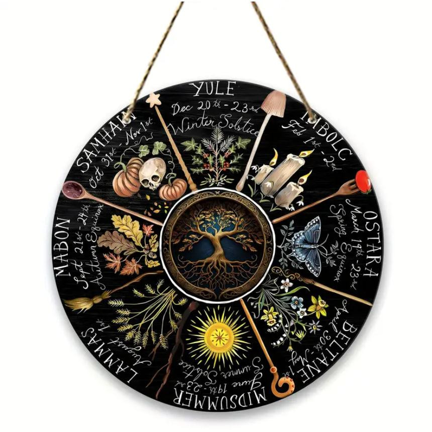 Викканский календарь, Деревянный знак Колеса Года, Языческий календарь, Викка, Ведьмовский декор на  Киев - изображение 4