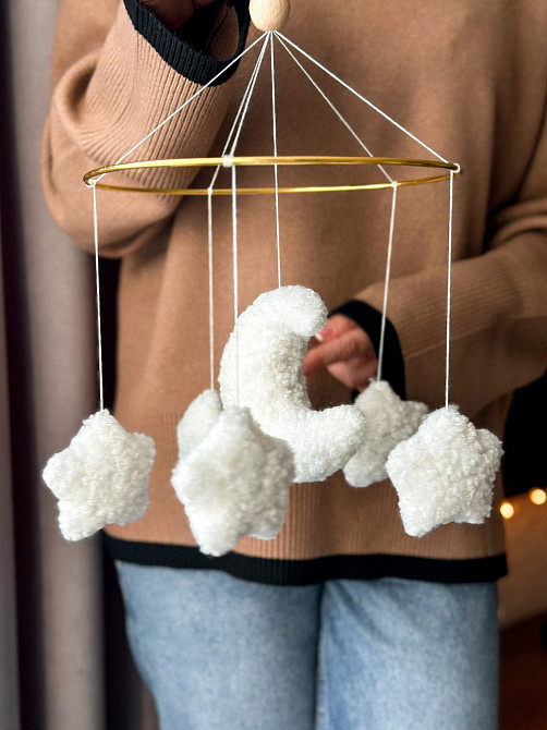 Дитячий музичний мобіль на ліжечко для немовлят WooolyWool «Зірки» з 35 мелодіями Київ - фото 5