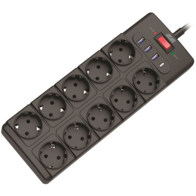 Сетевой фильтр питания 2E 2E-SP10M3USBBK 3m (2E-SP10M3USBBK) Винница - изображение 1