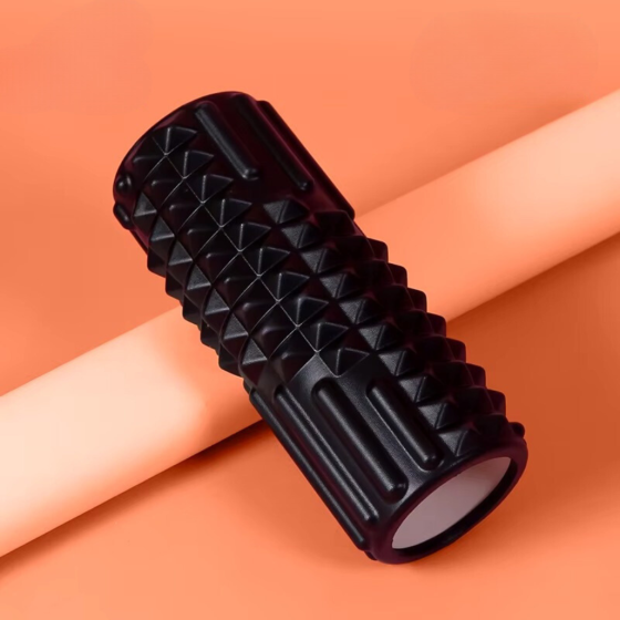 Ролик массажный для йоги и фитнеса,валик гимнастический, черный 33 х 13 см EV01C_black Каменец-Подольский