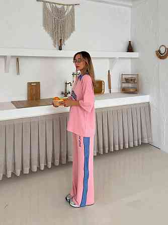 Женский стильный прогулочный костюм двойка трикотаж Розовый, S Одесса