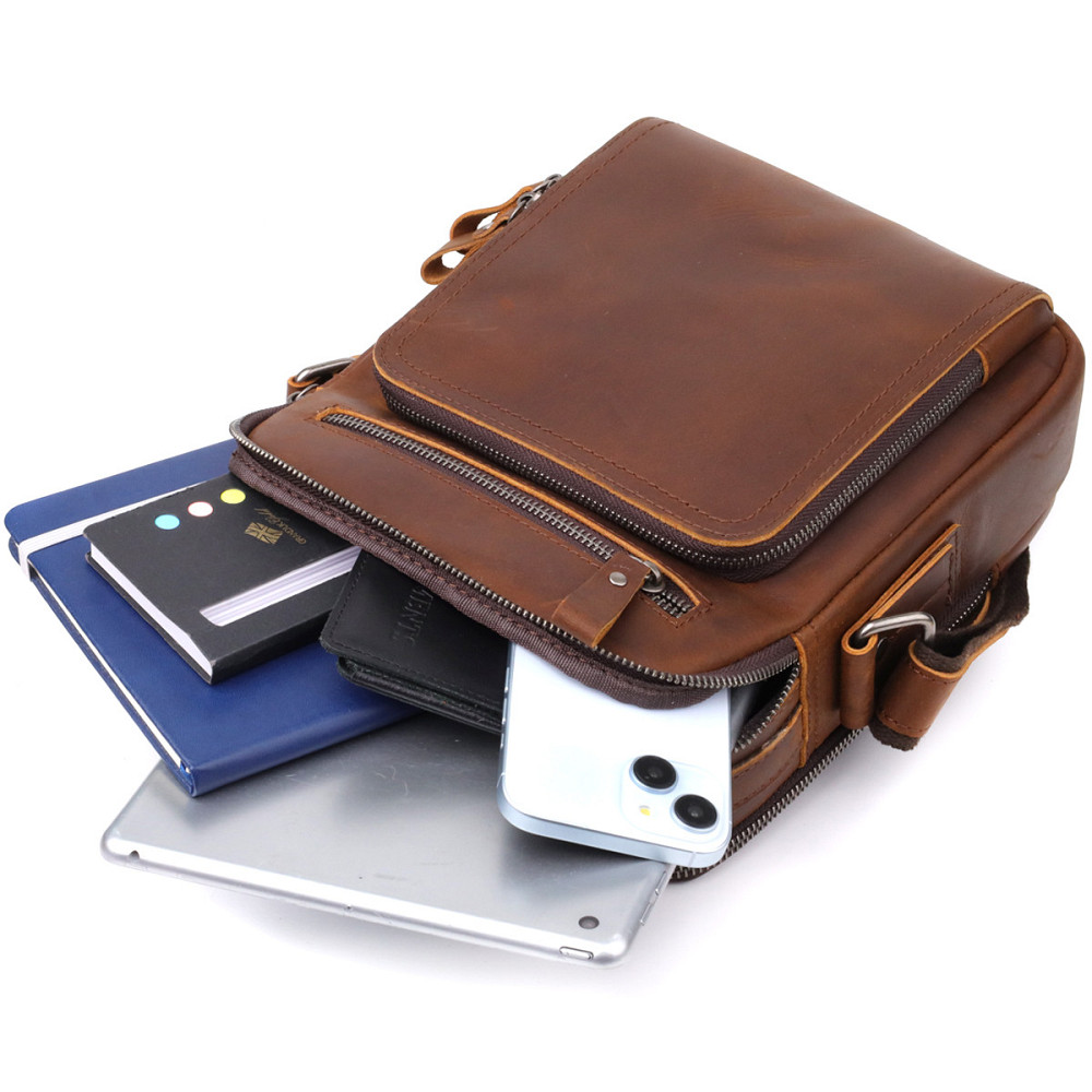 Мужская деловая сумка с ручкой для переноса в руке из натуральной кожи Vintage 23033 Коричневый Киев - изображение 8