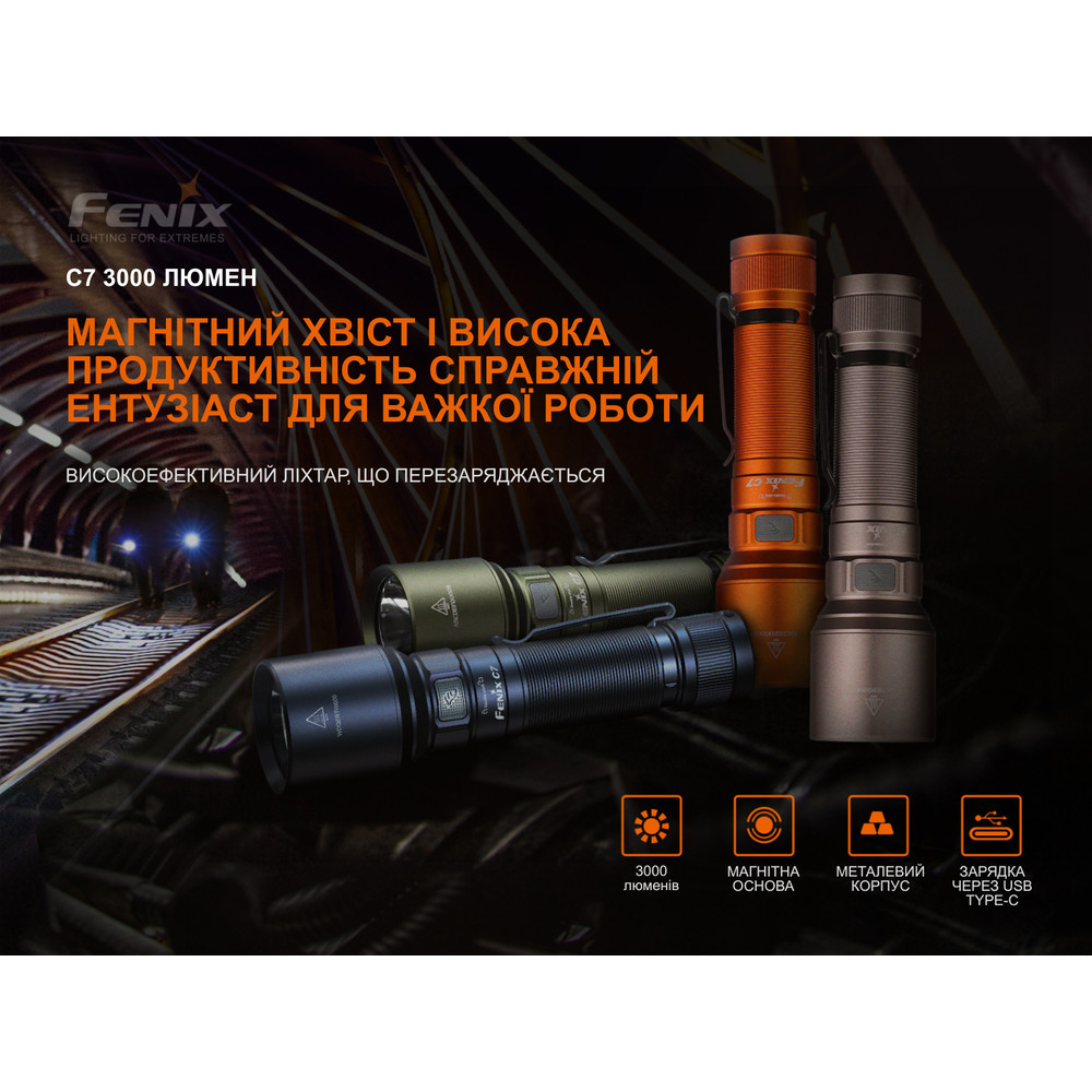 Фонарь ручной Fenix ​​C7 лимитированная серия (Зеленый) Винница - изображение 10