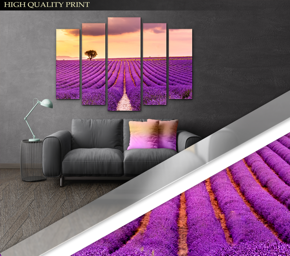 Модульная картина в гостиную / спальню Закат в Поле лаванды Art-402_5 ( 80х118см ) Киев - изображение 3