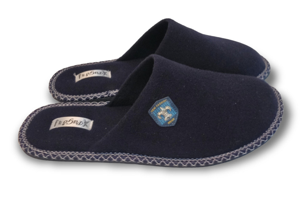 Тапочки мужские комнатные с закрытым носком синие Тапки домашние на тихом ходу теплые и удобные Одесса - изображение 3