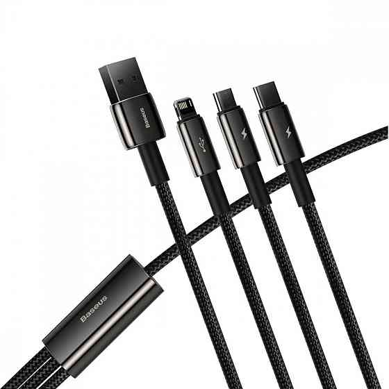 Кабель Baseus Tungsten Gold One-for-three Fast Charging Data 3-in-1 Micro USB+Lightning+Type-Cм 3.5 Львів