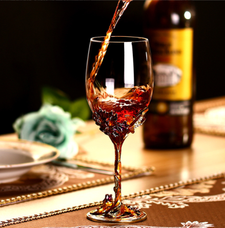 Келихи для вина ІРИС золотий 2 шт. з метал декором, кристалами ПОДАРУНКОВА УПАКОВКА Кременчук