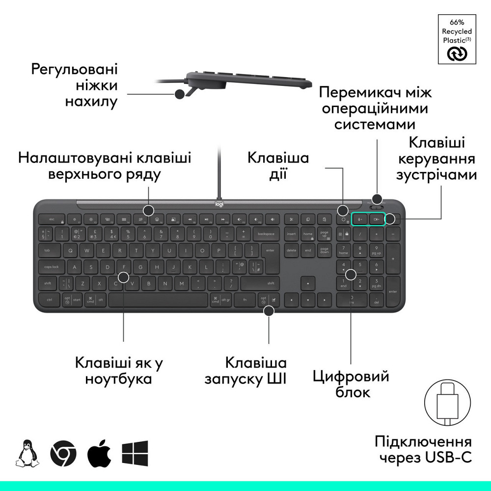 Клавіатура Logitech Signature Slim K620 for Business Graphite (920-013333) ( Чорний ) Харків - фото 4