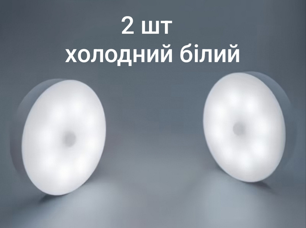 LED світильники-нічники з датчиком руху 2 шт з  USB кабелем в комплекті Холодний  (0824) Смела - изображение 1