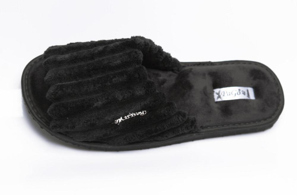Тапочки чоловічі з відкритим носком та легкою підошвою PaGo великий вельвет чорні Одеса - фото 17