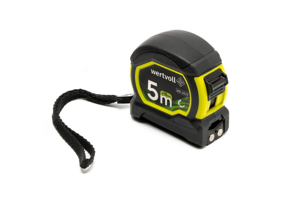 WERTVOLL Рулетка WERTVOLL 5 м×19 мм з магнітами фіксатор полотна покриття TPR нейлонове покритт Київ - фото 9