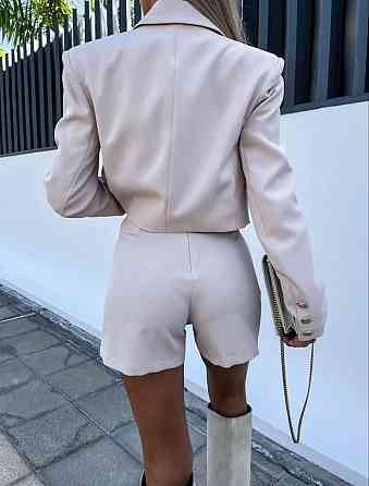 Жіночий трендовий костюм-двійка: піджак і спідниця-шорти костюмка Беж, 42/44 Одеса