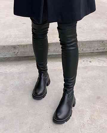 Zemira Ботфорти жіночі ZEMIRA чорні натуральна шкіра зима висота 58см обхват гомілки 34-40см (Б Коломыя