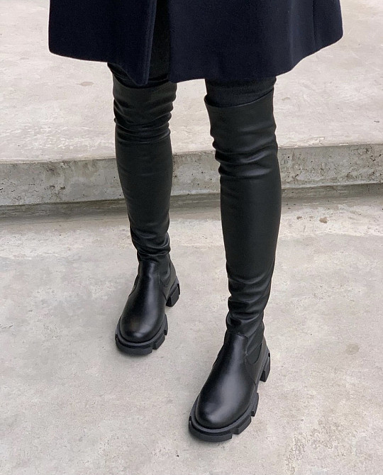 Zemira Ботфорти жіночі ZEMIRA чорні натуральна шкіра зима висота 58см обхват гомілки 34-40см (Б Коломыя - изображение 3