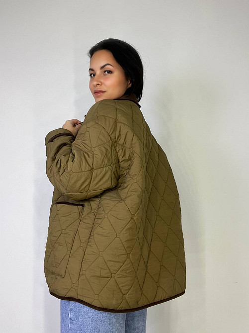 Куртка жіноча Lady Yep 9090 сорочка оверсайз стьобана демісезонна на гудзиках комбінована з вельветом коричнева, коричневий, L Київ - фото 2