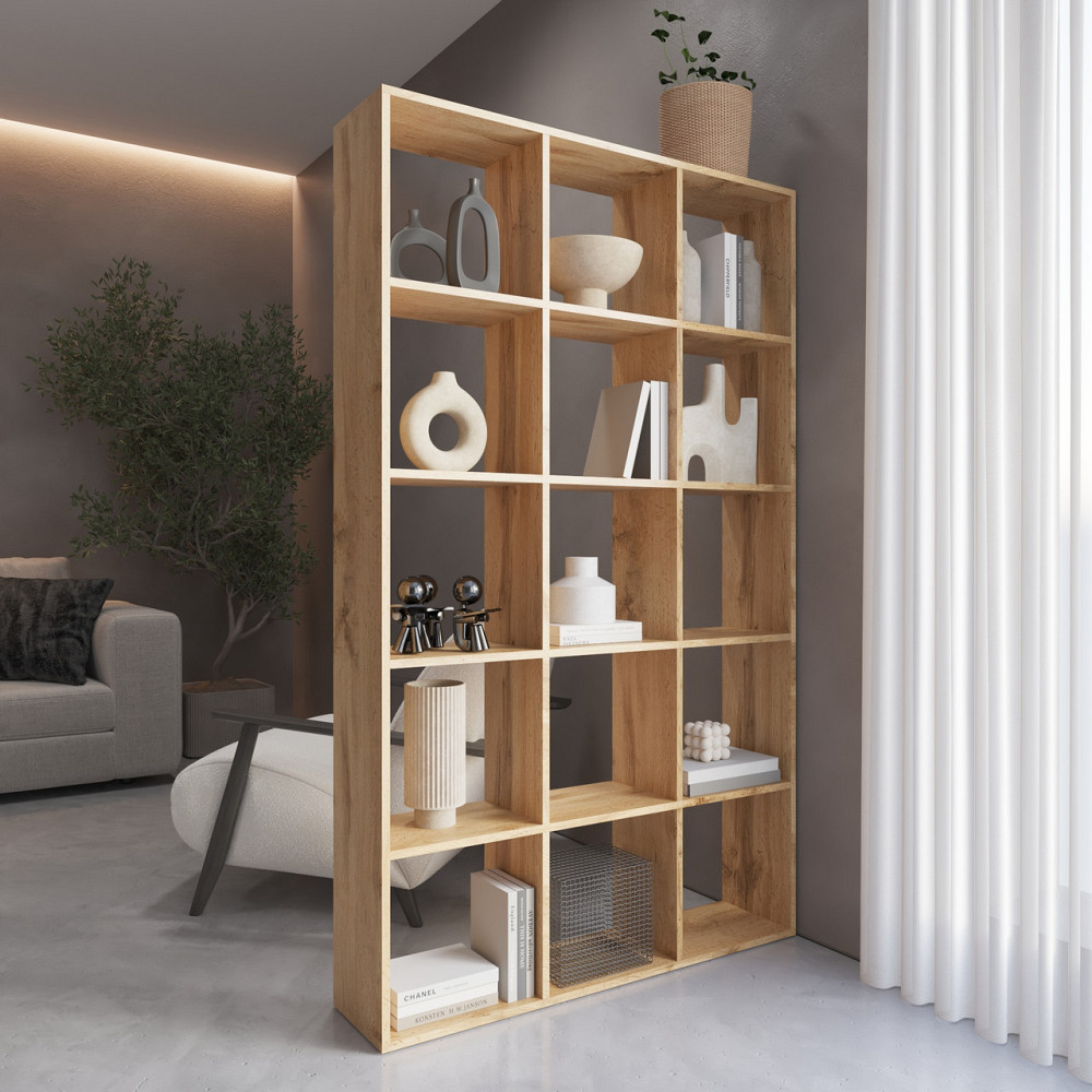 Стелаж VAYS M-2, книжкова полиця на 15 комірок, ЛДСП, 108×29×178 см - для дому, офісу, дитячої або вітальні Львів - фото 7