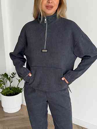 Женский стильный повседневный костюм двойка трикотажный ольвет Графит, 50/52 Одесса