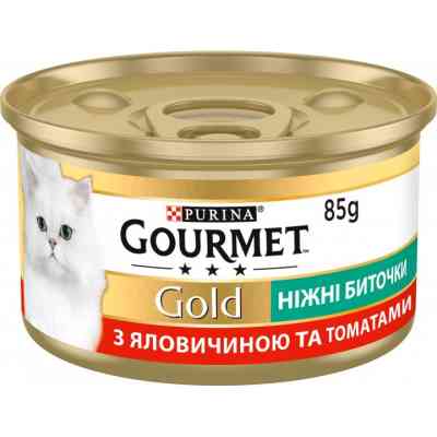 Влажный корм для кошек Purina Gourmet Gold. Нежные биточки с говядиной и томатами 85 г (7613035442474) Винница