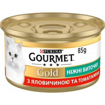 Влажный корм для кошек Purina Gourmet Gold. Нежные биточки с говядиной и томатами 85 г (7613035442474) Винница - изображение 1