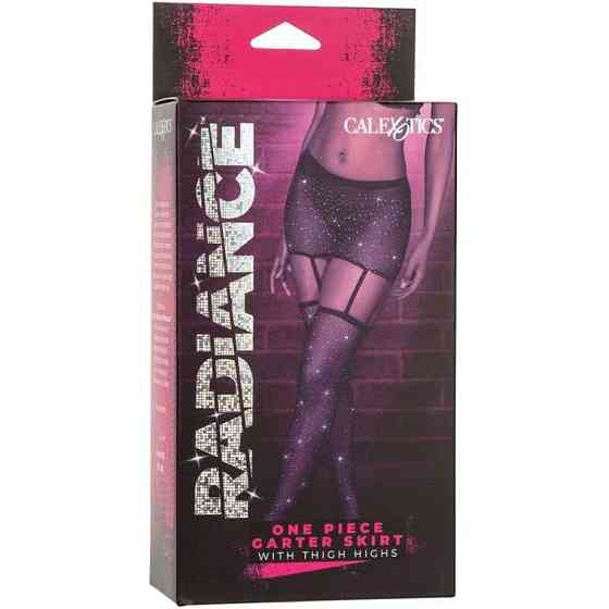 Пояс-спідниця із панчохами у сітку зі стразами Calexotics Garter Skirt Thigh Highs, чорний Sex Aura Київ