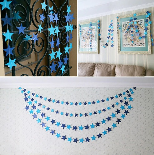 Гирлянда Звездочки на нитке 4 м на 7 см сине-голубой Киев - изображение 5