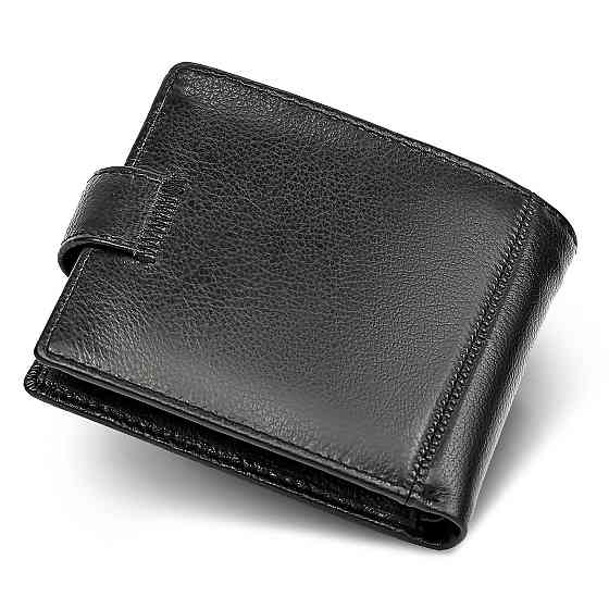 Мужское портмоне на кнопке ST Leather из натуральной кожи Черный Киев
