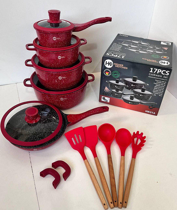 НК-316 Посуда набор круглих кастрюль (17 предметов) + силикон принадлежности Higher Kitchen (4) Одесса - изображение 2
