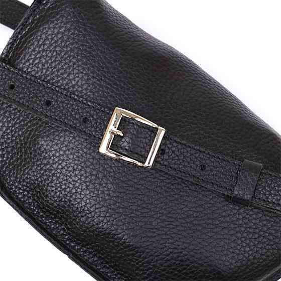 Шкіряна жіноча бананка Shvigel 16373 Чорний Київ