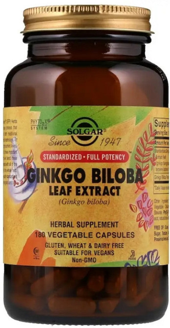 Екстракт листя Гінкго Білоба Solgar Ginkgo Biloba 180 капс Київ - фото 1