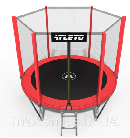 Батут детский 252 см с защитной сеткой и лестницей батут для детей красный Мостиська