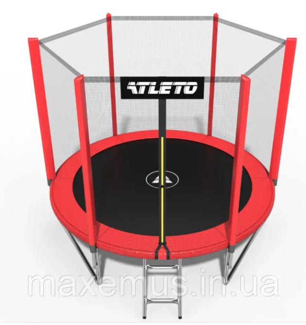 Батут детский 252 см с защитной сеткой и лестницей батут для детей красный Мостиська - фото 4