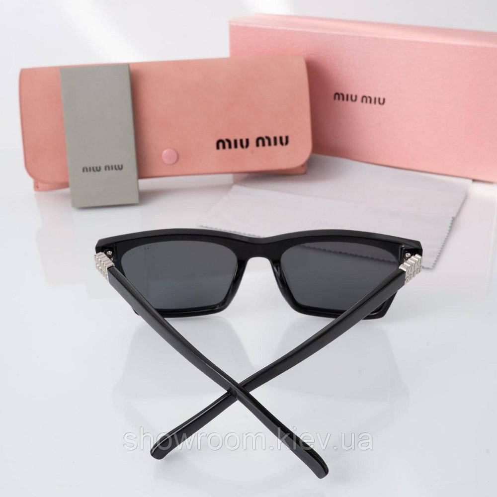 Сонцезахисні жіночі брендові окуляри Miu Miu (050) чорні Київ - фото 3