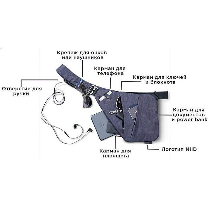 Сумка мешок через плечо мужская Cross Body, Сумки слинг мужские кросс боди, Сумка кобура наплечная QJ-41 Киев - изображение 10
